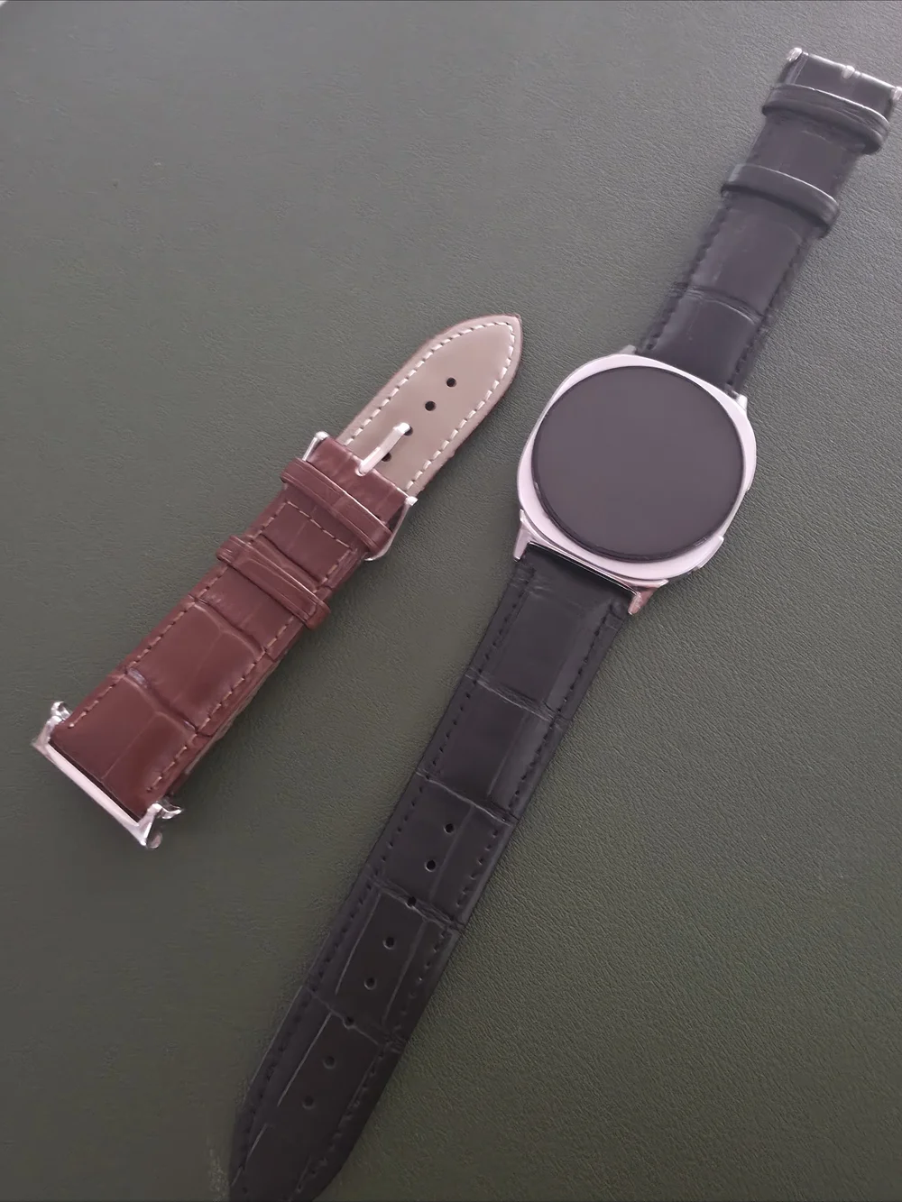 [2 set]PU Leather Strap for Galaxy Watch 8 in Brown and Black